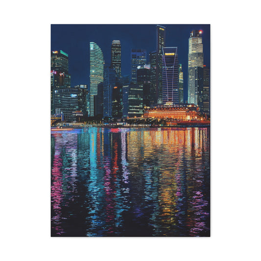 Singapore Skyline Marina Bay Night Reflections Wall Art & Canvas Print