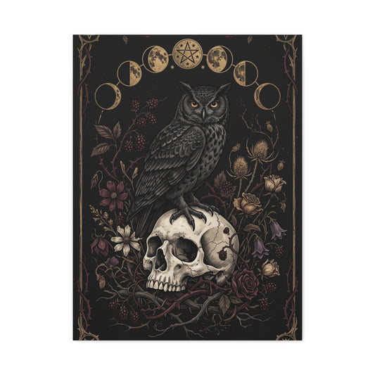 Gothic Occult Owl Skull Composition Wall Art & Canvas Print