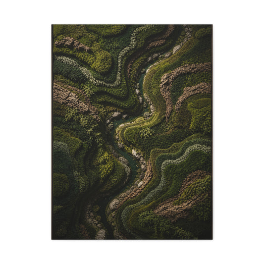 Topographic Moss River Landscape Wall Art & Canvas Print