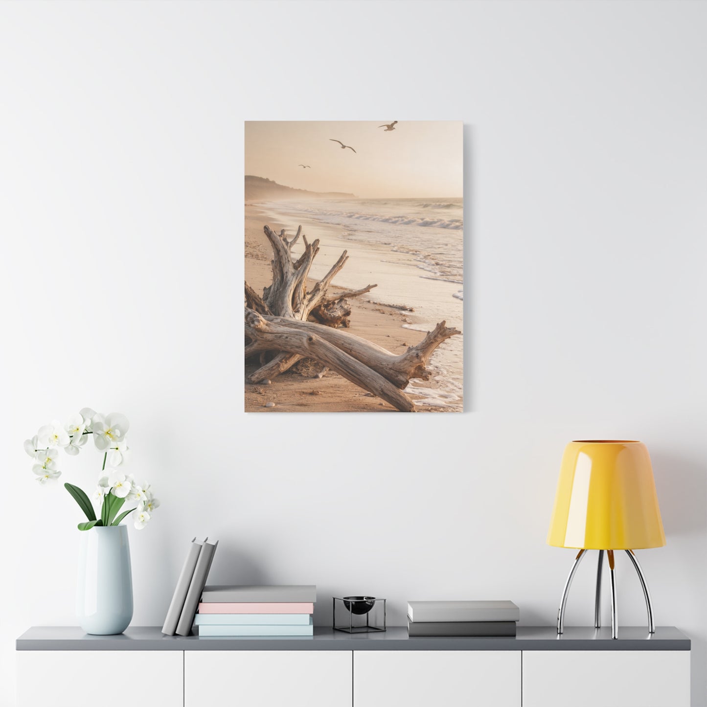 Driftwood Coastal Stillness Shore Wall Art & Canvas Print