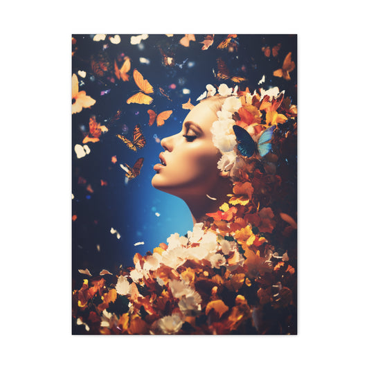Dreamlike Floral Butterfly Portrait Wall Art & Canvas Print