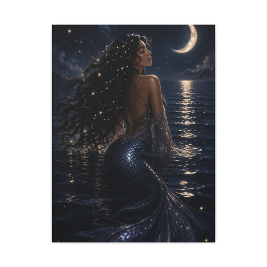 Celestial Moonlight Mermaid Dream Wall Art & Canvas Print