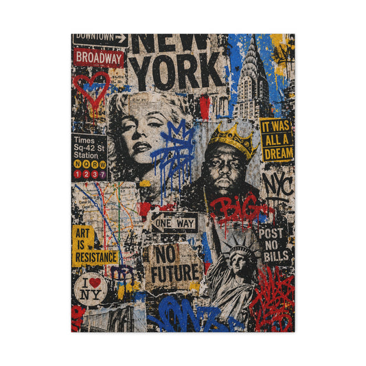 NYC Pop Graffiti Collage Statement Wall Art & Canvas Print