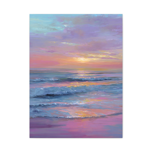 Pastel Sunrise Over Calm Ocean Waves Wall Art & Canvas Print