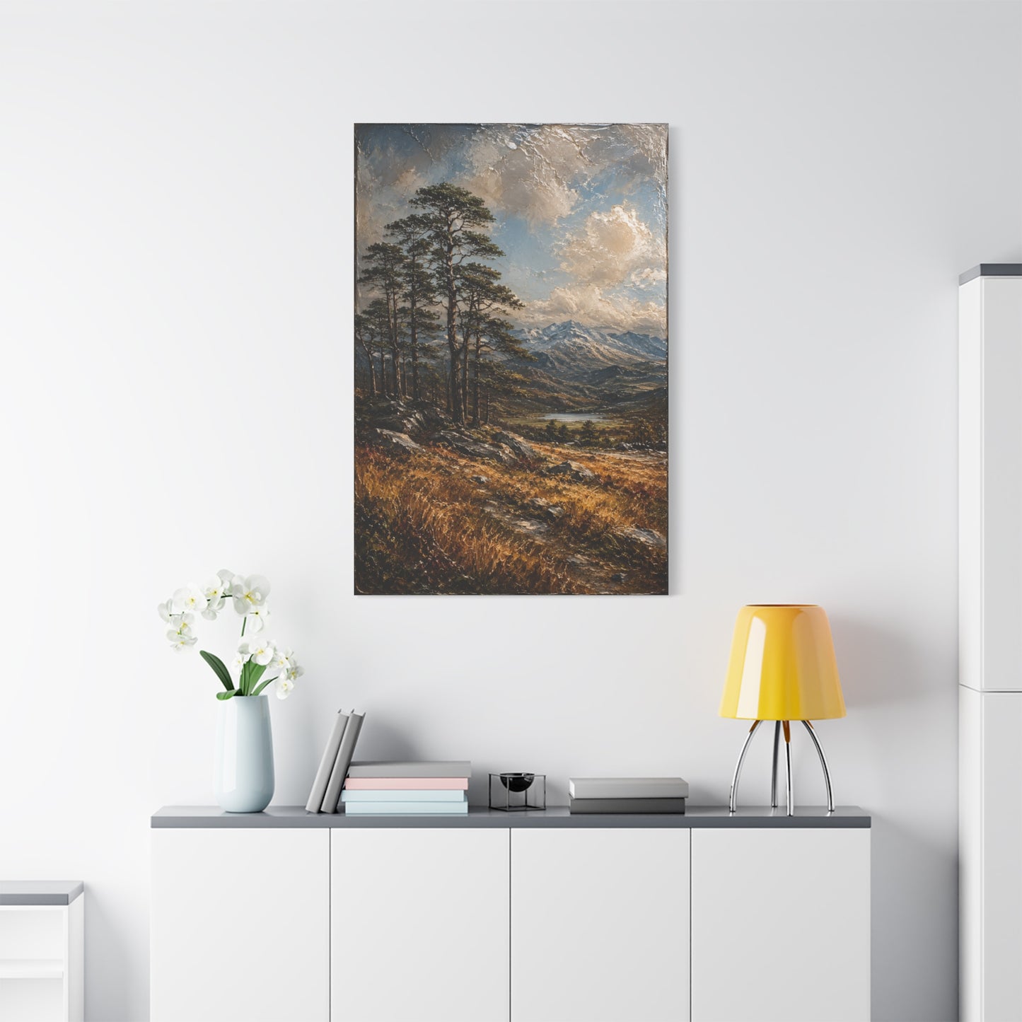 Mountain Pine Landscape Oil Painting Trees Wall Art & Canvas Print