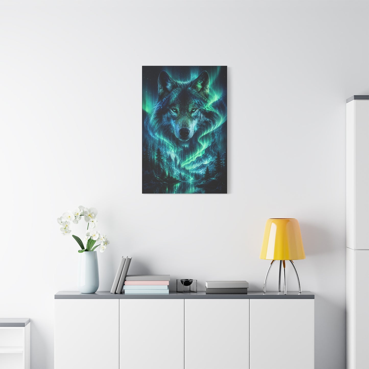 Aurora Spirit Wolf Cosmic Landscape Wall Art & Canvas Print