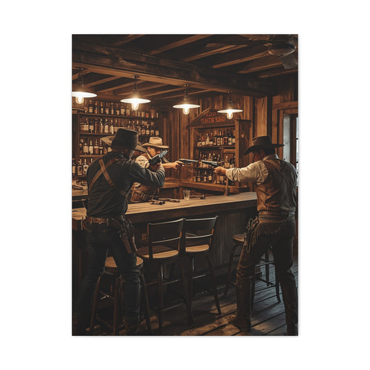 Wild West Saloon Gunfight Wall Art & Canvas Print