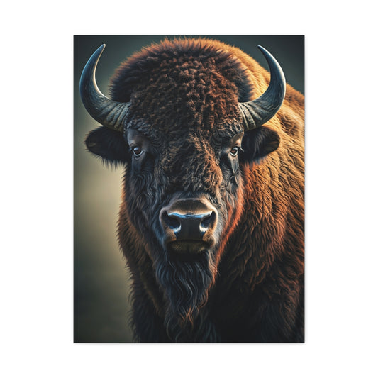 Cinematic American Bison with Golden Rim Light Wall Art & Canvas Print