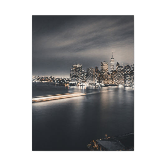 Monochrome Manhattan Waterfront Panorama Wall Art & Canvas Print