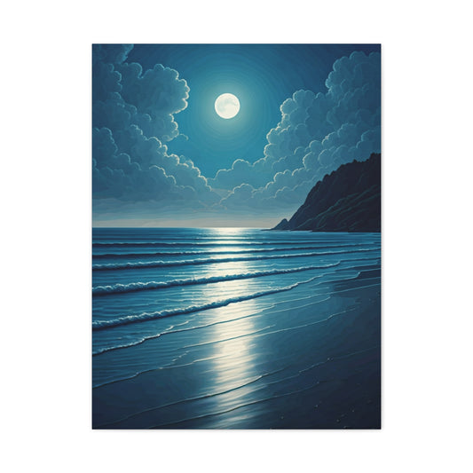 Moonlit Ocean Horizon Night Wall Art & Canvas Prints