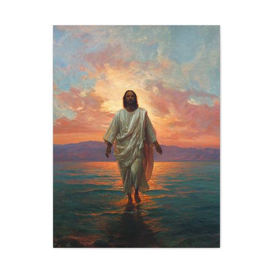Jesus Walking on the Sea at Sunset Wall Art & Canvas Print