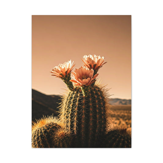 Desert Barrel Cactus Bloom at Sunset Wall Art & Canvas Prints