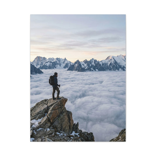 High Altitude Cloud Sea & Hiker Wall Art & Canvas Print