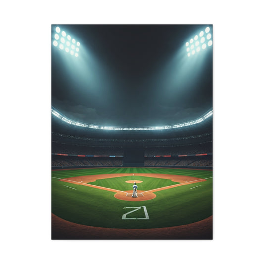 Night Baseball Stadium Lights Wide Scene Wall Art & Canvas Prints