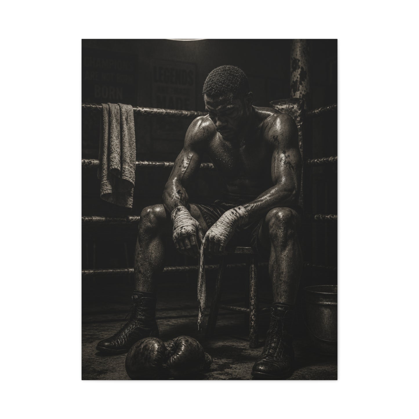 Monochrome Boxer Legacy Sports Wall Art & Canvas Print