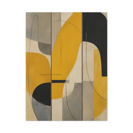 Organic Flow Mustard Curve Abstract Wall Art & Canvas Print