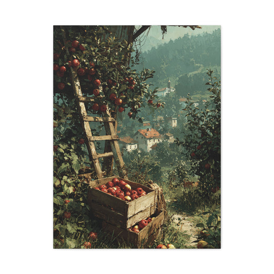 Apple Orchard Harvest Scene Wall Art & Canvas Print