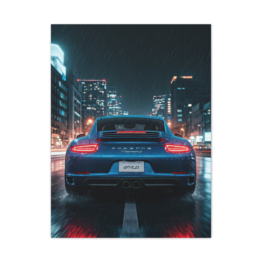 Porsche 911 Carrera 4 GTS Neon City Reflections Wall Art & Canvas Prints