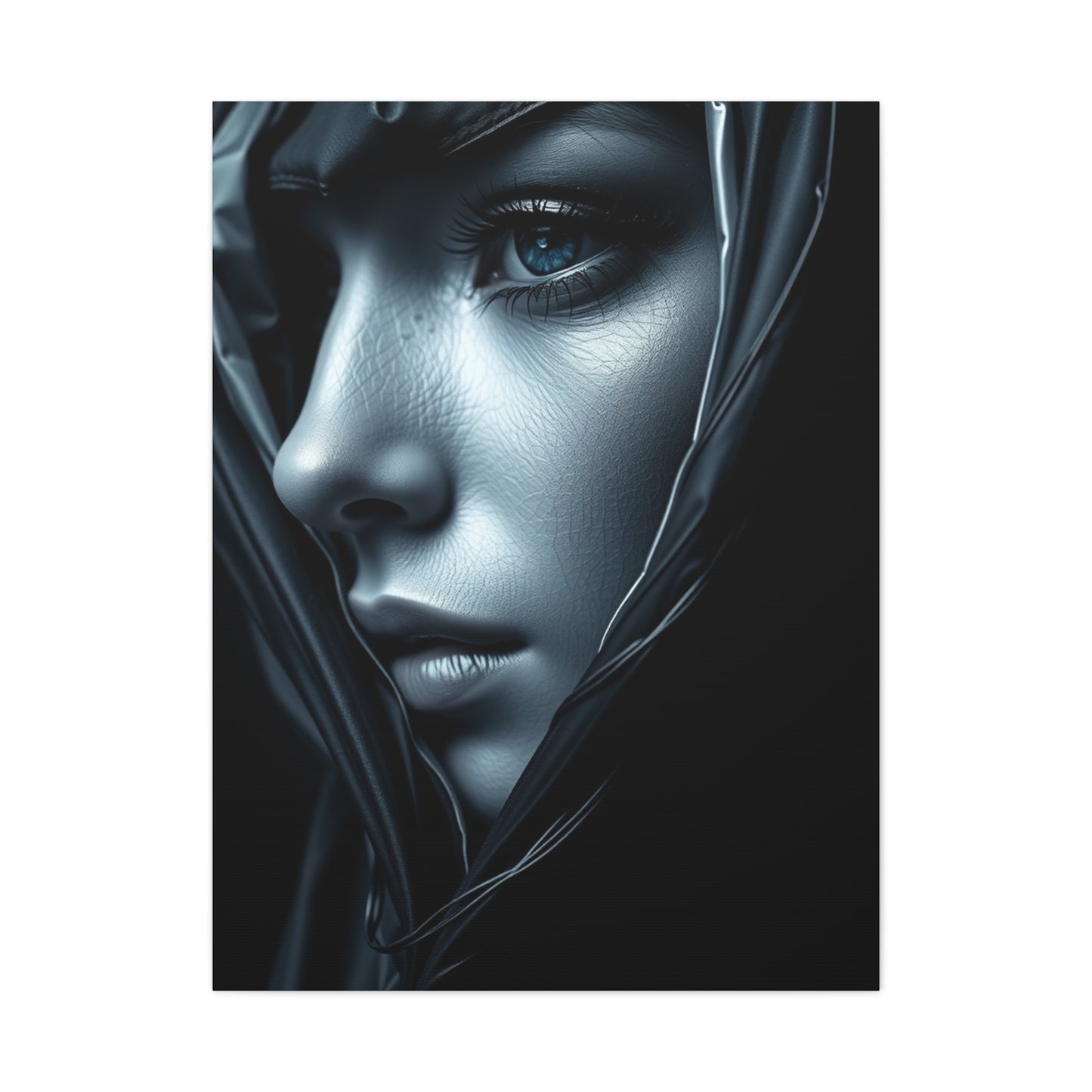Vision Black, White & Blue Art Art Wall Art & Canvas Print