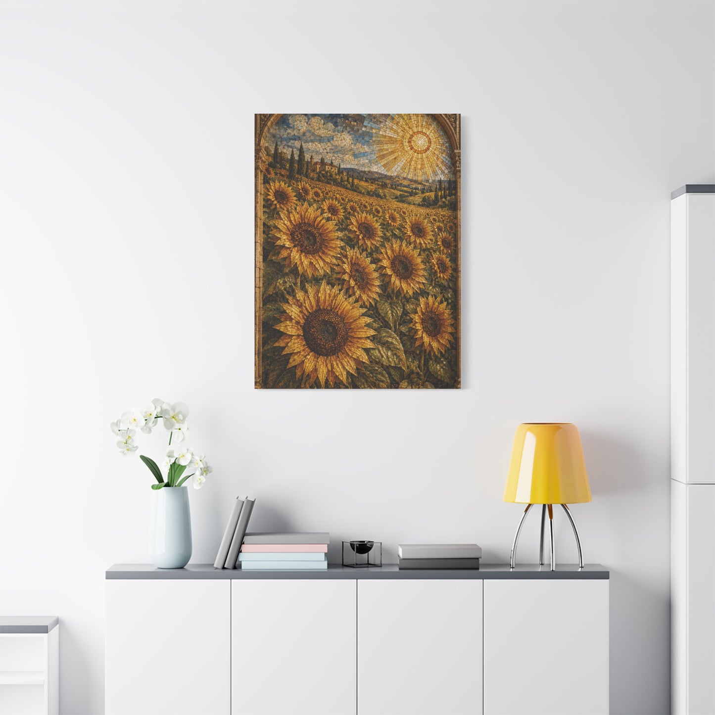 Architectural Mosaic Sunflower Field Wall Art & Canvas Print