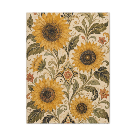 Ornate Floral Sunflower Tapestry Wall Art & Canvas Print