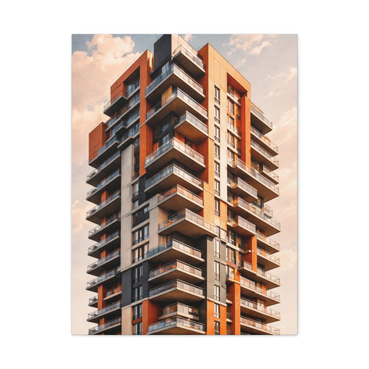 Modern Orange Architectural Tower Wall Art & Canvas Print