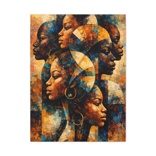 Abstract Overlapping African Profiles Wall Art & Canvas Print