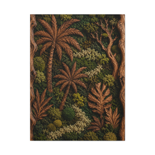 Biophilic Tropical Wood Relief Landscape Tropical Wall Art & Canvas Print