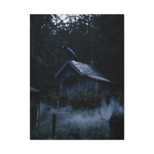 Raven on Witch’s Cottage Roof Wall Art & Canvas Print
