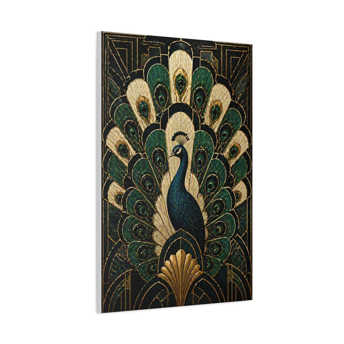 Art Deco Peacock Fan Composition Wall Art & Canvas Print