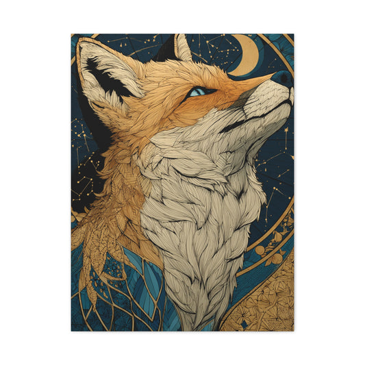 Celestial Fox Constellation Portrait Wall Art & Canvas Print