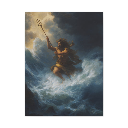 Poseidon God of the Sea Rising from the Storm Wall Art & Canvas Print