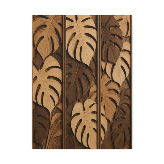 Layered Monstera Wood Panel Tropical Wall Art & Canvas Print