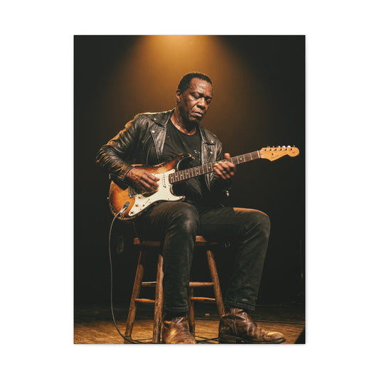 Blues Guitarist Intimate Spotlight Wall Art & Canvas Print