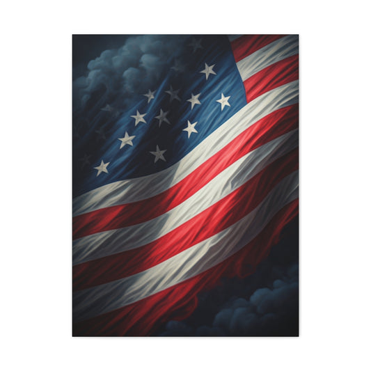 Stormlit American Flag Strength Wall Art & Canvas Prints