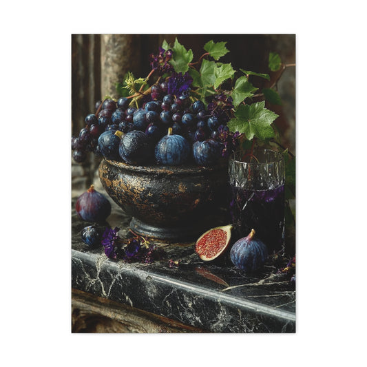 Fig & Wine Rustic Still Life Wall Art & Canvas Print