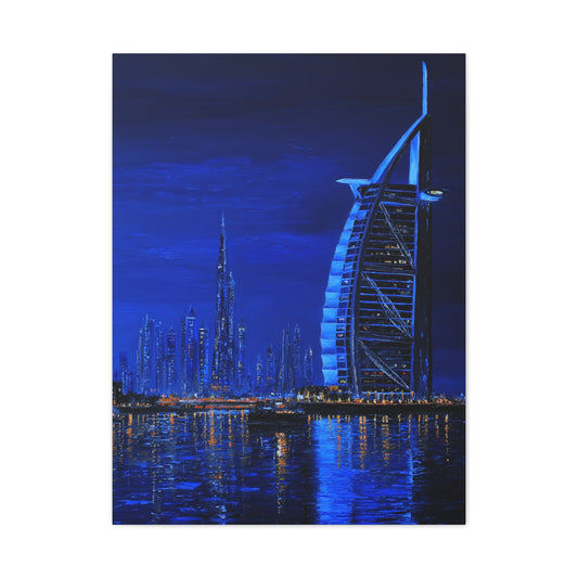Dubai Skyline Blue Night Luxury Wall Art & Canvas Print
