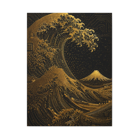 Neo-Tech Golden Wave Fusion Wall Art & Canvas Print