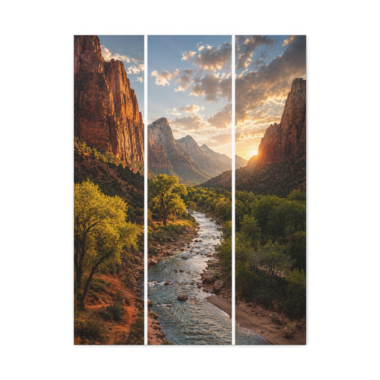 Zion Canyon Triptych Landscape Wall Art & Canvas Print