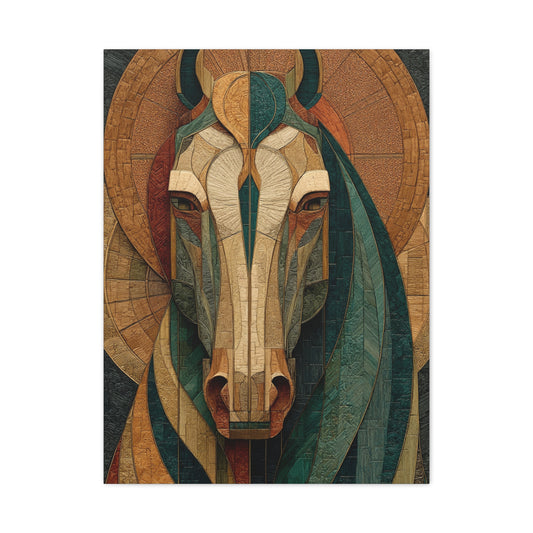 Geometric Equestrian Mosaic Portrait Wall Art & Canvas Print