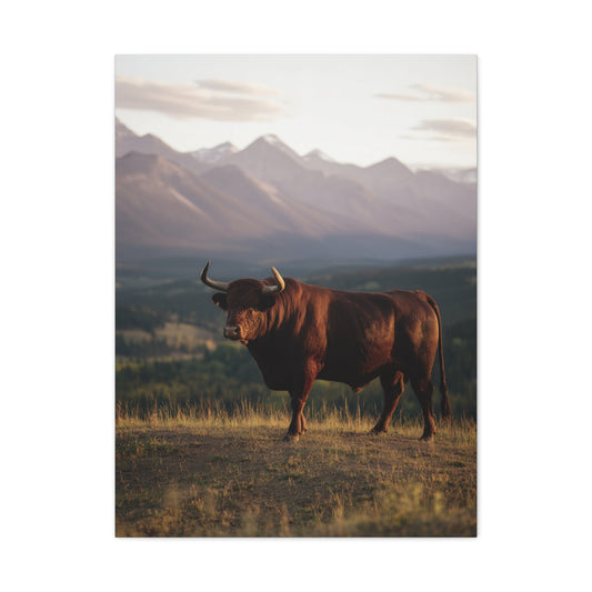 Mountain Ridge Bull Landscape Wall Art & Canvas Print