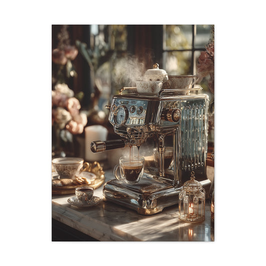 Luxury Espresso Machine Café Scene Wall Art & Canvas Print