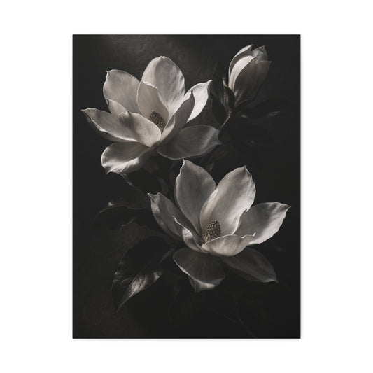 Charcoal Magnolia Floral Wall Art & Canvas Print