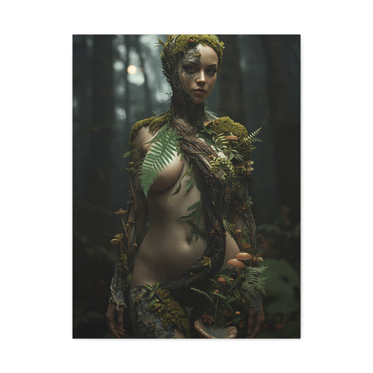 Biophilic Forest Goddess Portrait Wall Art & Canvas Print