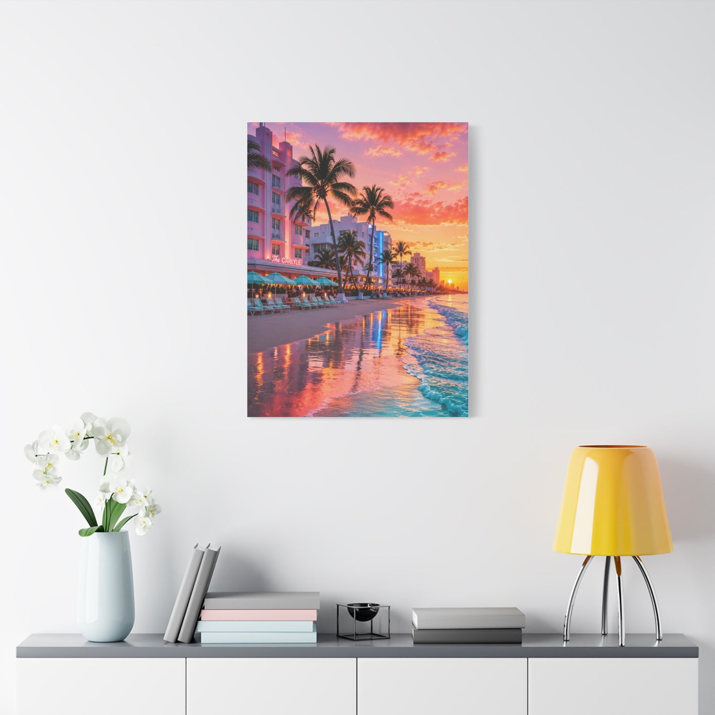 Miami Beach Art Deco Sunset Wall Art & Canvas Print