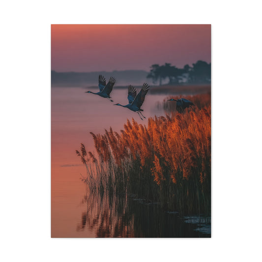 Autumn Marsh Sunrise Geese Wall Art & Canvas Print