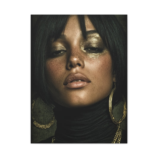 Gold Leaf Eyelid Noir Portrait Wall Art & Canvas Print
