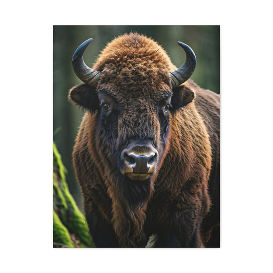 American Bison in Prairie Grass Portrait Wall Art & Canvas Print