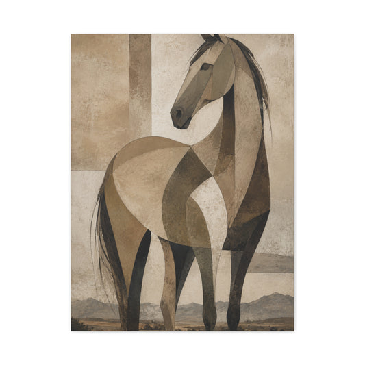 Geometric Horse Modern Ranch Study Wall Art & Canvas Print