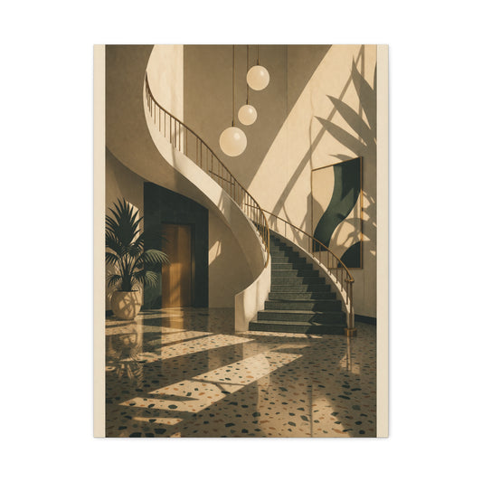 Sculptural Staircase Modernist Interior Wall Art & Canvas Print
